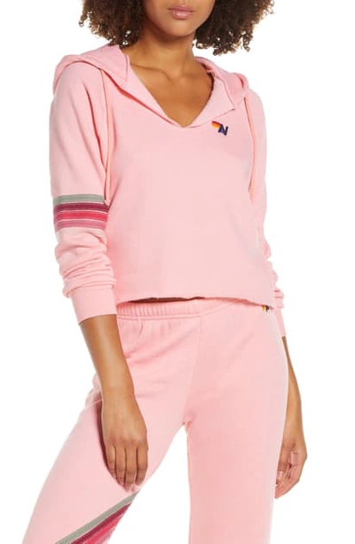 Aviator Nation Hooded Fleece Pullover In Blush