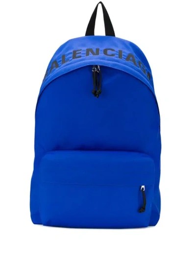 Balenciaga 'wheel' Rucksack Mit Logo-print In Blue