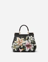 DOLCE & GABBANA SMALL SICILY BAG IN LILY-PRINT DAUPHINE CALFSKIN