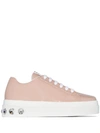 Miu Miu Embellished Patent Leather Sneakers In  Neutrals