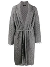 Alanui Fisherman Cable-knit Cashmere And Wool Coat In Grey