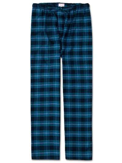 Derek Rose Kelburn Checked Cotton-flannel Pyjama Trousers In Navy