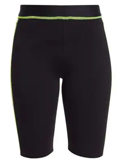 J Brand Dellah Neon Stitch Biker Shorts In Black