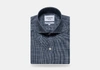 LEDBURY MEN'S NAVY BLUE STONELEIGH WINDOWPANE CASUAL SHIRT CLASSIC,1W19K7-091-699-155-34