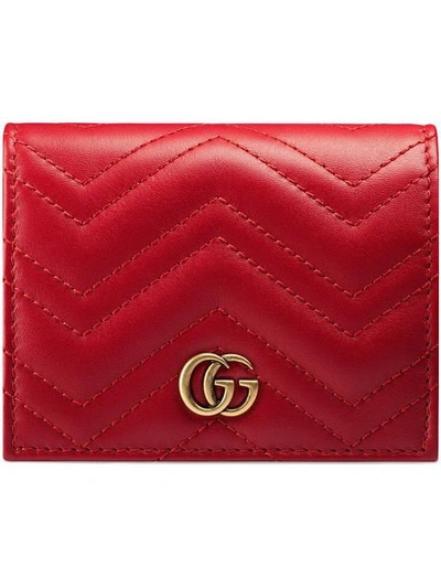 Gucci Marmont Gg Card Holder In Red