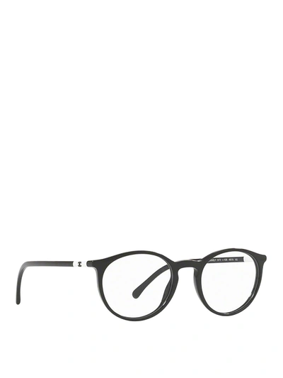 Pre-owned Chanel Slender Acetate Frame Round Optical Glasses In Black
