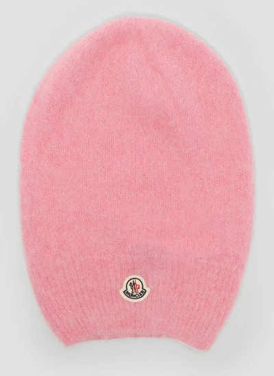 Moncler Tricot Knitted Beanie Hat In Pink
