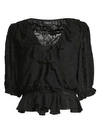 THE KOOPLES Sheer Embroidery Peplum Blouse