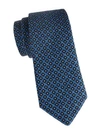 Isaia Square Wool & Silk Tie In Blue