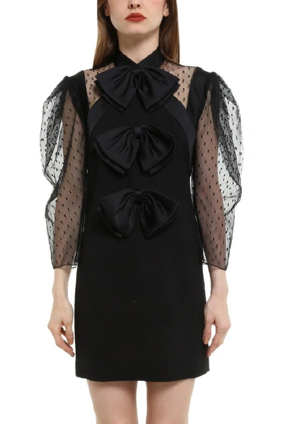 Givenchy Bow Front Crepe Mini Dress In Black