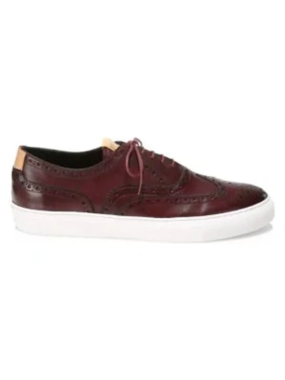 Grenson Wingtip Leather Sneakers In Burgundy