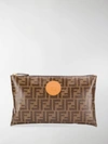 Fendi Ff Clutch In Neutrals