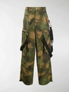OFF-WHITE CAMOUFLAGE LOOSE CARGO TROUSERS,14031347