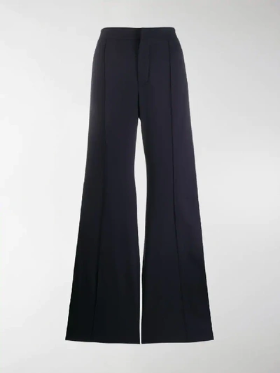 Chloé Stretch-wool High-rise Flared Pants In Moonless Night