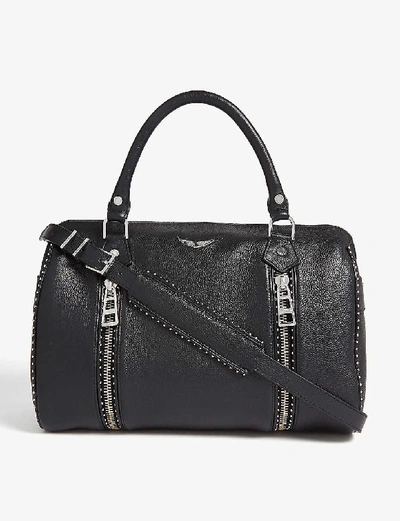 Zadig & Voltaire Sunny Studded Leather Bowling Bag In Noir