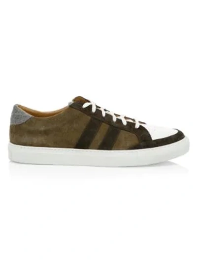 Eleventy Suede & Leather Sneakers In Tan