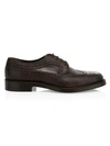 Eleventy Pebble Grain Leather Lace-up Dress Shoes In Brown