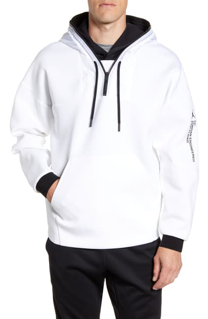 Jordan 23 Engineered Half Zip Hoodie In White/ White/ Black/ White ...