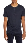 Theory Essential Regular Fit Stretch Linen Henley In Eclipse