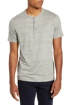 Theory Essential Regular Fit Stretch Linen Henley In Gray