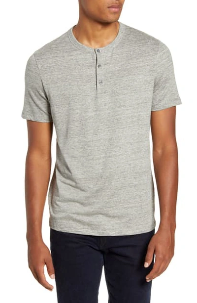 Theory Essential Regular Fit Stretch Linen Henley In Gray