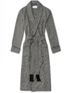 DEREK ROSE DEREK ROSE MEN'S TASSELED BELT DRESSING GOWN LINCOLN 12 PURE HERRINGBONE WOOL CHECK BLACK,5515-LINC012BLA