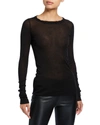 Rick Owens Cotton Mini-ribbed Long-sleeve Tee In 09 Black