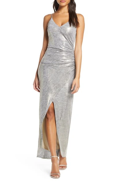 Vince Camuto Ruched Side Evening Gown In Gold