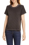 Veronica Beard Carla Button Shoulder Tee In Charcoal