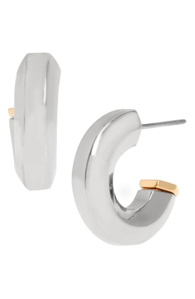Allsaints Hexagon Bypass Huggie Hoop Earrings In Silver/ Gold