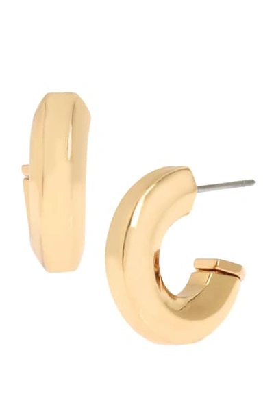 Allsaints Hexagon Bypass Huggie Hoop Earrings In Gold