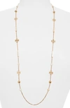 Tory Burch Kira Scattered Rosary Necklace In Tory Gold / New Ivory