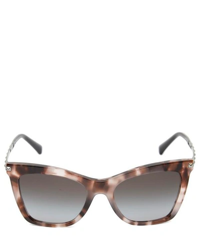 Valentino Rockstud Square Cat-eye Sunglasses In Pink Havana