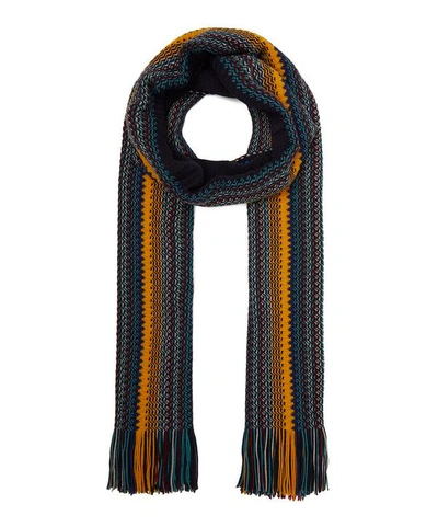 Missoni Irregular Thin Stripe Wool-blend Scarf In Black