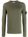 Stone Island Ribbed Long Sleeve Jumper In Green