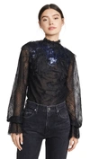 COSTARELLOS MESH LACE TOP