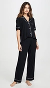 Eberjey Gisele Short Sleeve Pj Set Black/sorbet Pink