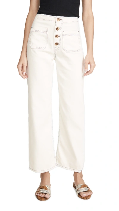 Reformation Eloise Cropped High-rise Bootcut Jeans In Ecru