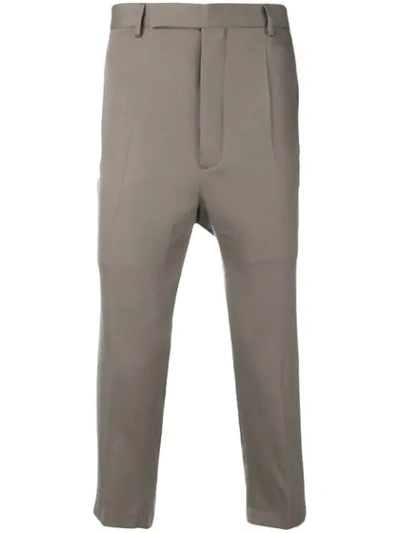 Rick Owens Astaires Cropped Wool Trousers In Grey