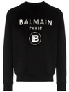 BALMAIN BALMAIN LOGO PRINT COTTON SWEATSHIRT - 黑色