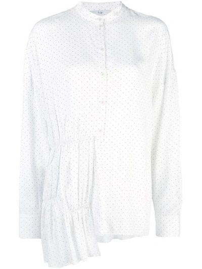 Tibi Pindot Longline Shirt In White