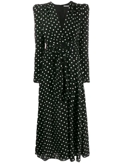 Alessandra Rich Polka Dot Print Long Dress In Black