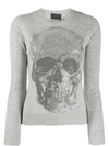 Philipp Plein Pullover Polo-neck Ls Skull In Grey