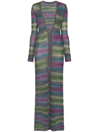 Jacquemus Striped Long Cardigan In Purple