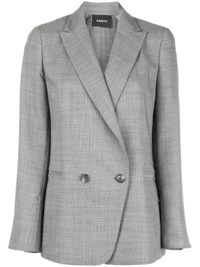 Akris Dandre Micro Houndstooth Wool Blazer Jacket In Grey