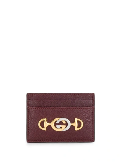 Gucci Zumi Grained-leather Cardholder In Red