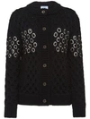 PRADA PRADA RHINESTONE EMBELLISHED CROCHET CARDIGAN - BLACK