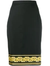 VERSACE PRINTED HEM PENCIL SKIRT