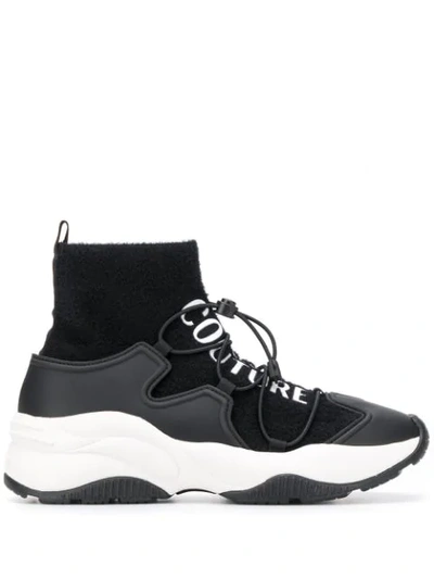 Versace Sock Style Panelled Trainers In Black