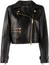 VERSACE OFF-CENTRE ZIPPED LEATHER JACKET